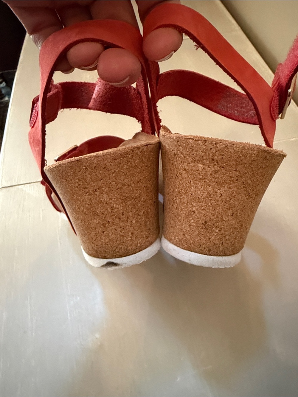 Aetrex coral Suede Double-Strap Buckle Sandals - Picture 3 of 6